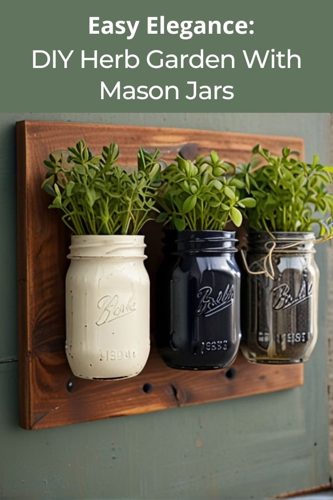diy herb garden with mason jars