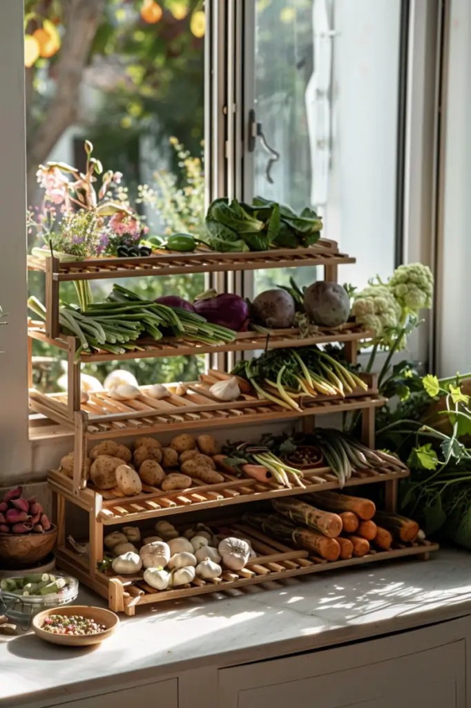 Multi-Tiered Wooden Drying Rack