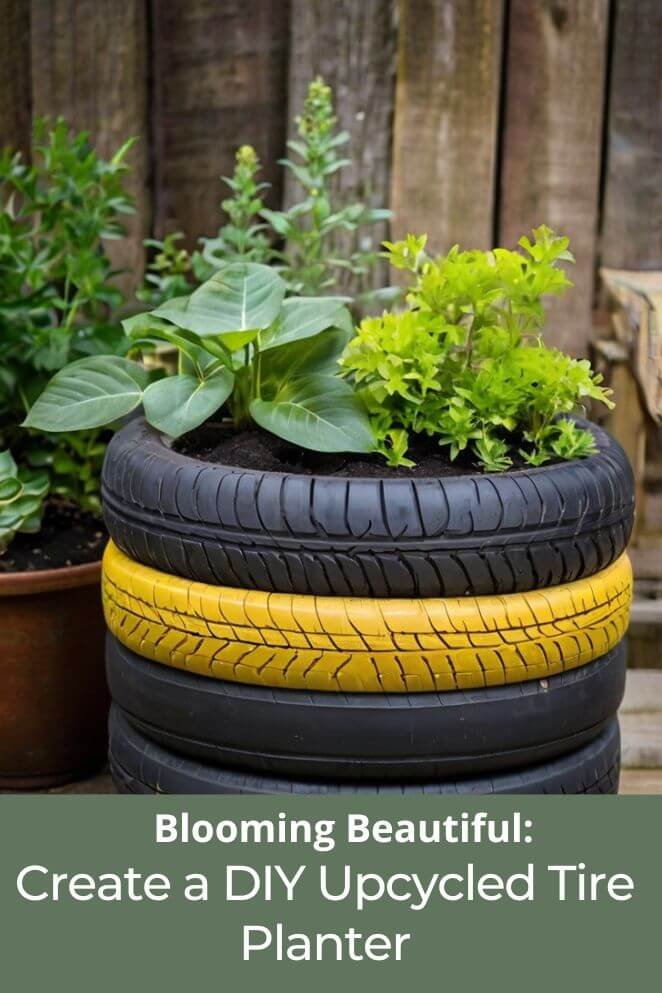 diy upcycled tire planter