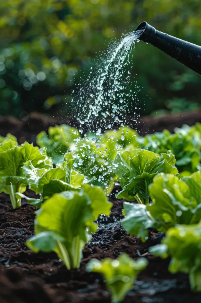 watering-lettuce-in-garden