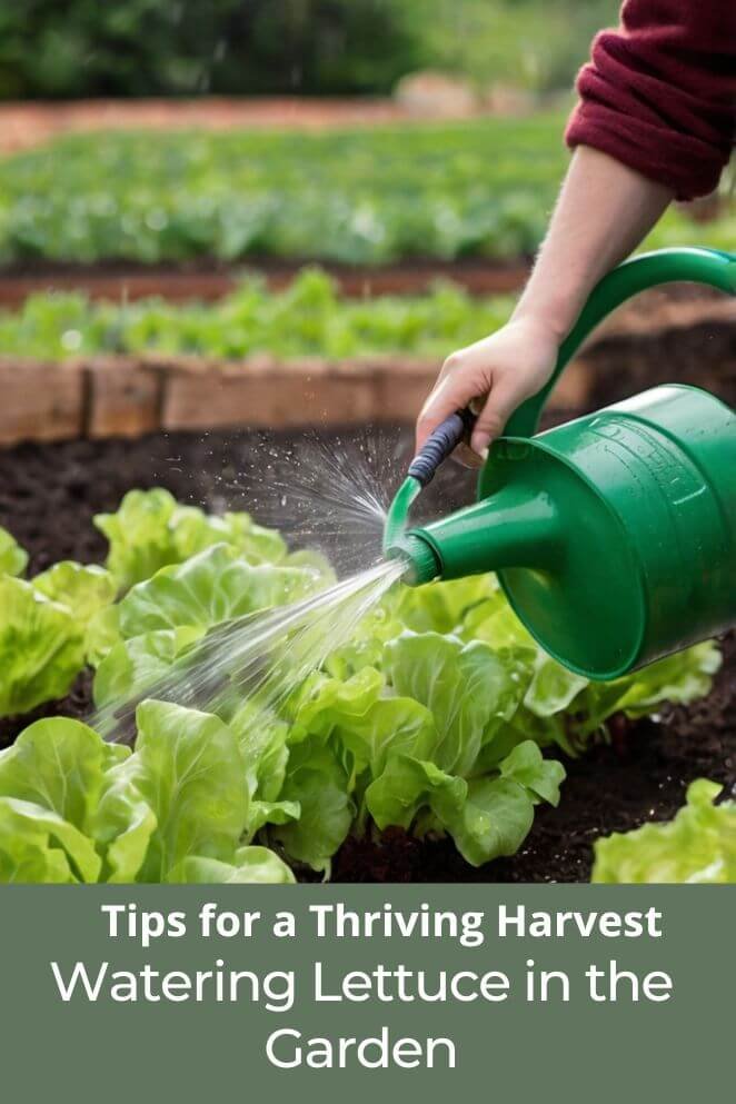 watering lettuce in garden