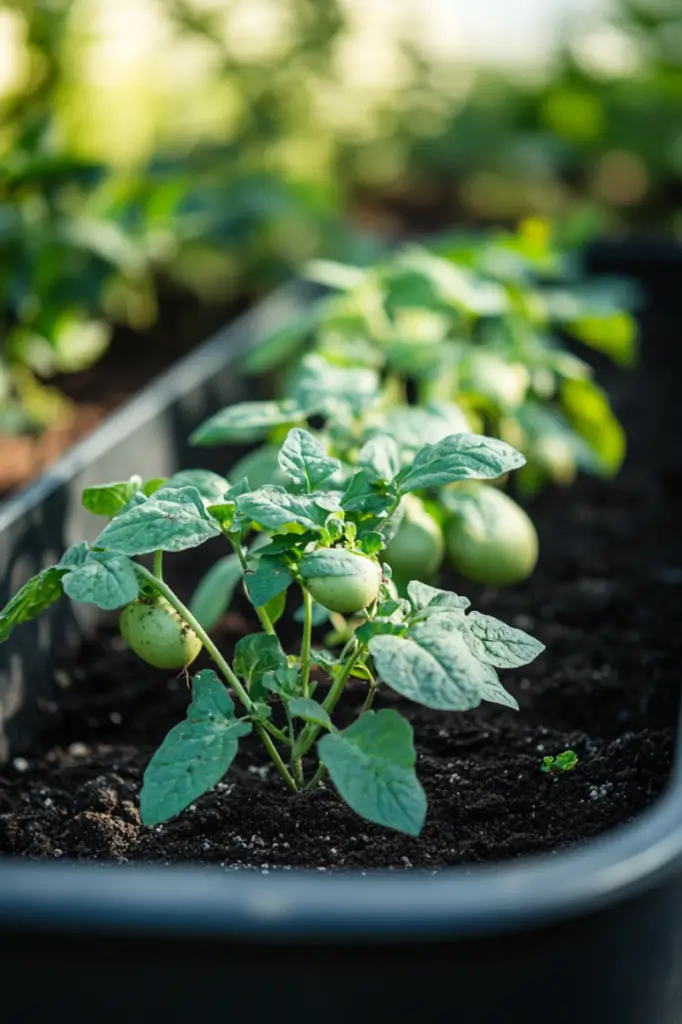 hilling-potatoes-in-containers