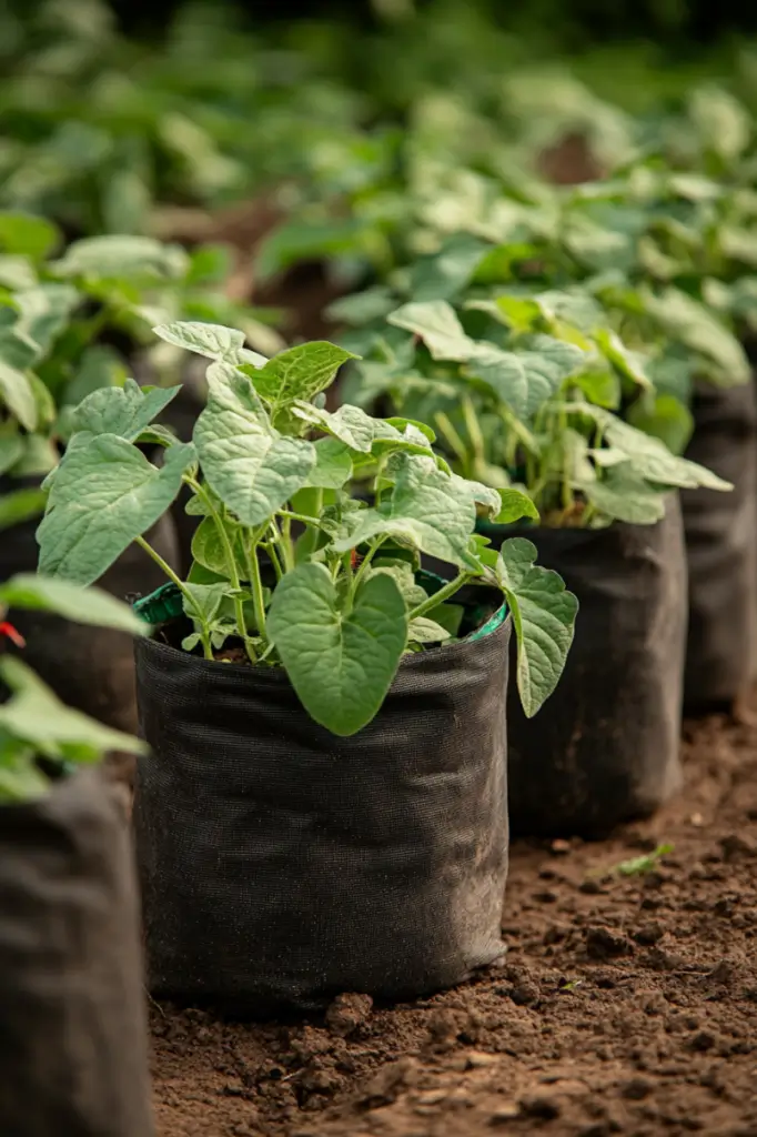 hilling-potatoes-in-grow-bags