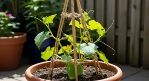 DIY Cucumber Trellis for Pots